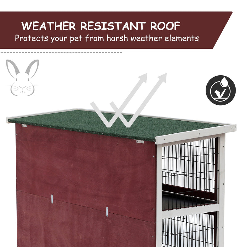 Pawhut Rabbit Hutch  Brown