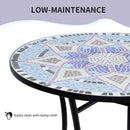 Outsunny Garden Table, Mosaic Round Patio Side Table With 60cm Ceramic Top