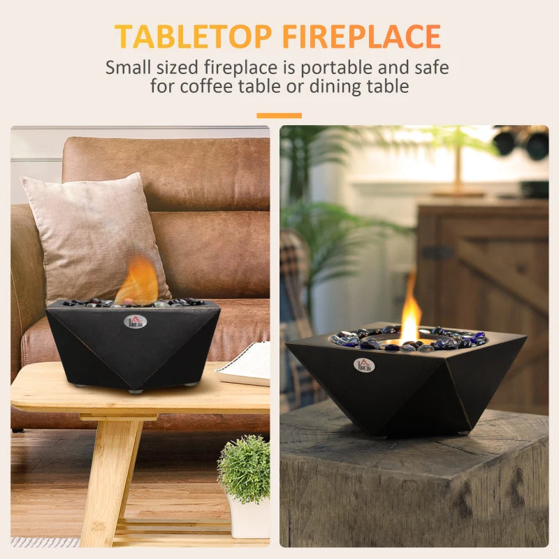 HOMCOM Portable Tabletop Bioethanol Fireplace - Black