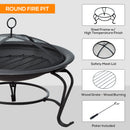 Outsunny Steel Fire Pit, Φ 56x45H cm (Lid Included)-Black
