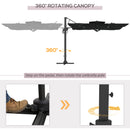 Outsunny 3(m)Garden Parasol Patio Umbrella w/ Hydraulic Mechanism Dual Top Grey