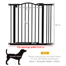 PawHut 74-87cm Adjustable Metal Pet Gate Safety Barrier w/ Auto-Close Black