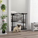 PawHut 74-87cm Adjustable Metal Pet Gate Safety Barrier w/ Auto-Close Black