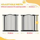 PawHut 74-87cm Adjustable Metal Pet Gate Safety Barrier w/ Auto-Close Black