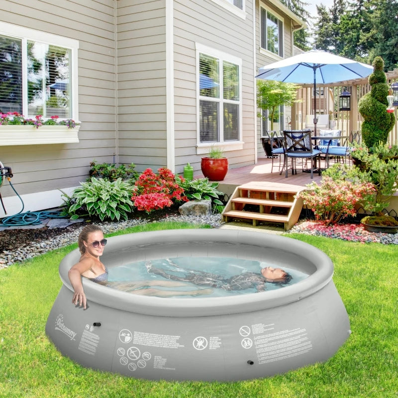 Outsunny Swimming Paddling Pool Round 274cm x 76cm - Grey