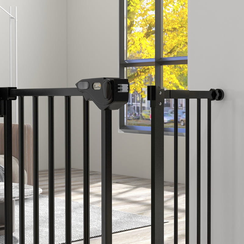 PawHut Adjustable Safety Gate w/ 1 Extensions and Four Adjustable Screws, Black