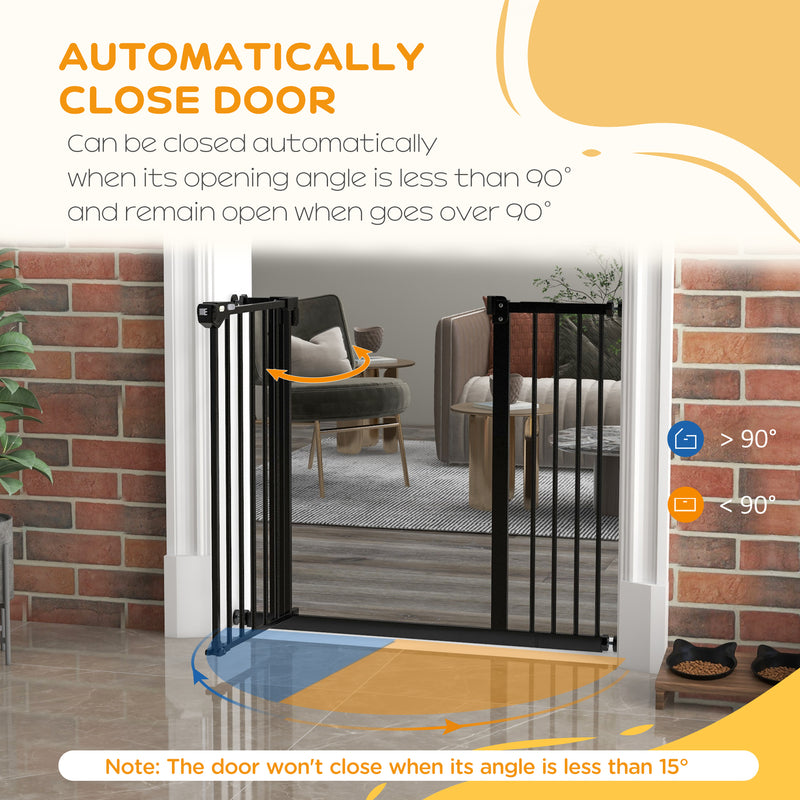 PawHut Adjustable Safety Gate w/ 1 Extensions and Four Adjustable Screws, Black
