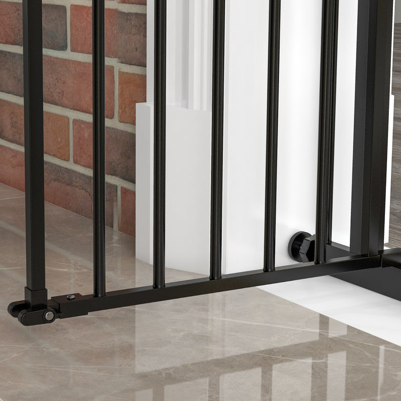 PawHut Adjustable Safety Gate w/ 1 Extensions and Four Adjustable Screws, Black