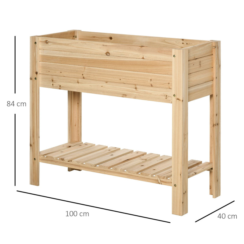 Outsunny Wooden Raised Plant Stand 100 x 40 x 84cm