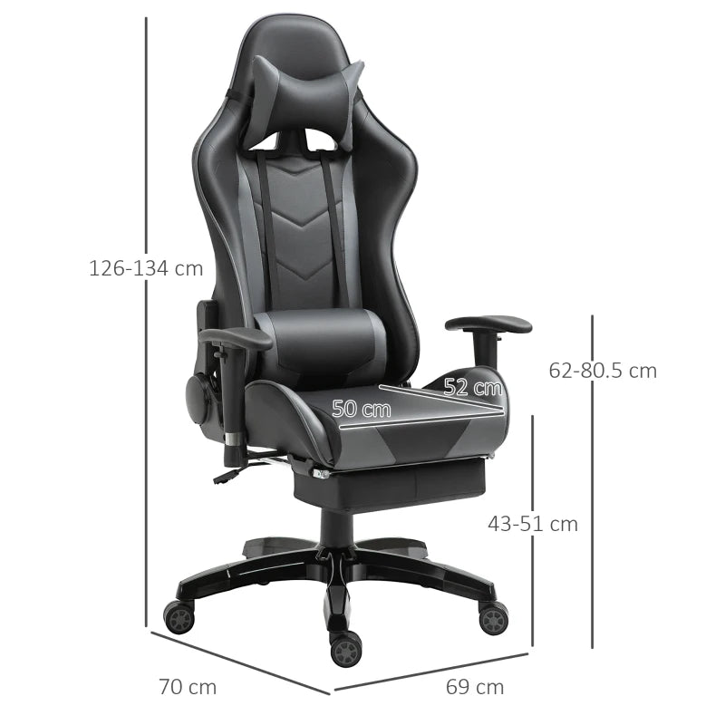 HOMCOM Gaming Chair with Backrest Grey