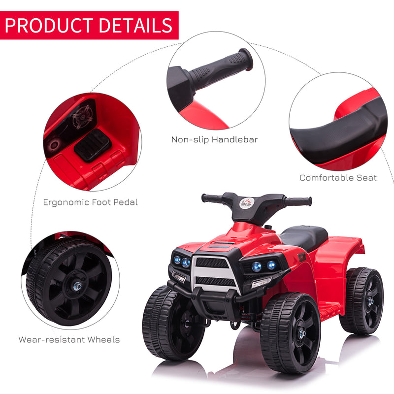 HOMCOM Kids Electric Ride On Quad Bike 6V - Black/Red