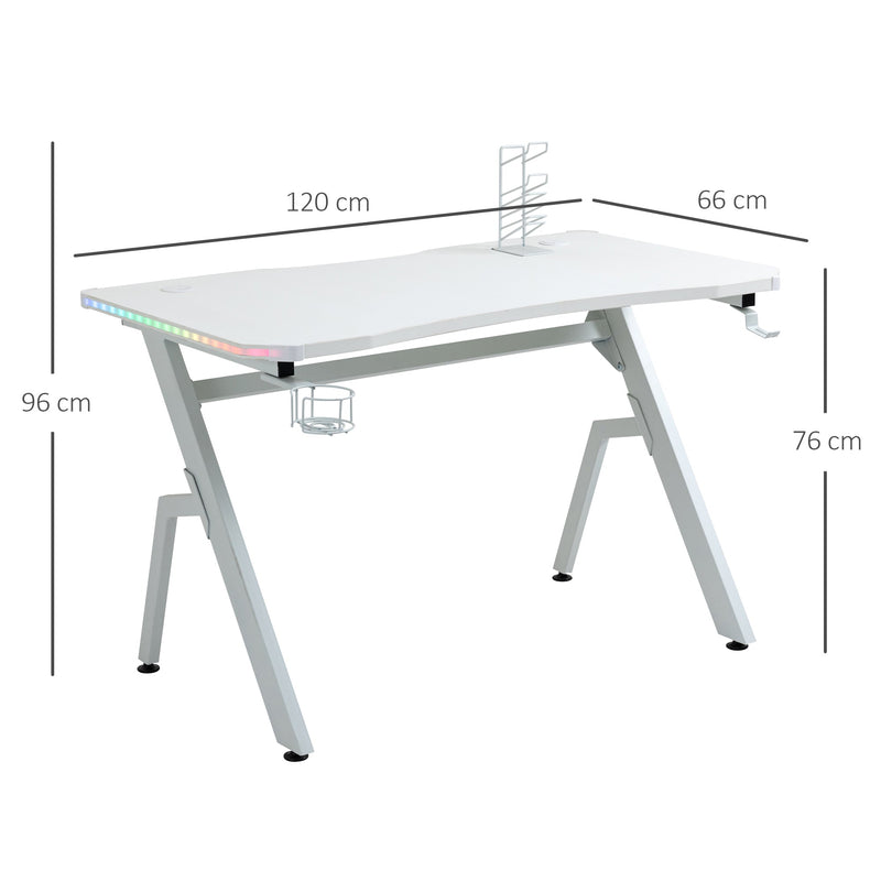 HOMCOM Gaming Desk White 1.2m