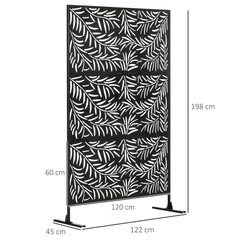Outsunny 6.5FT Metal Outdoor Privacy Screen Panel w/ Stand and Expansion Screws