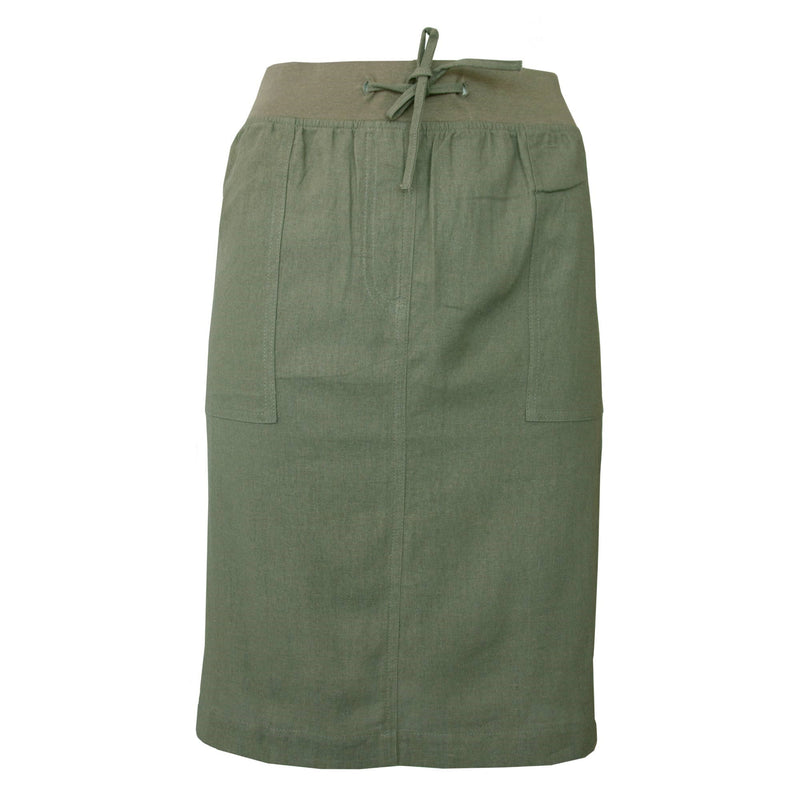 Ladies  Linen Draw String Skirt- Khaki