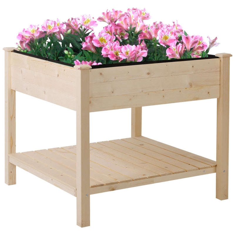 Outsunny Elevated Fir Wood Plant Box 91Lx91Wx81H cm