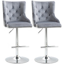 HOMCOM Adjustable Bar Stools Set of 2, Swivel Bar Chairs w/ Back Footrest, Grey