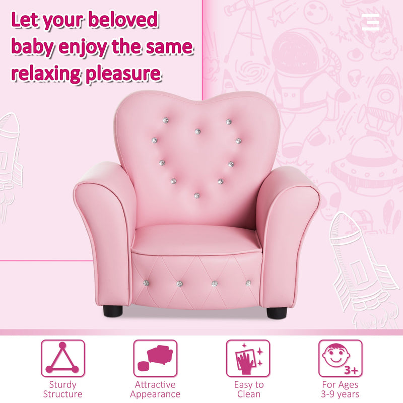 Heart Shaped Kids Sofa Chair - Pink