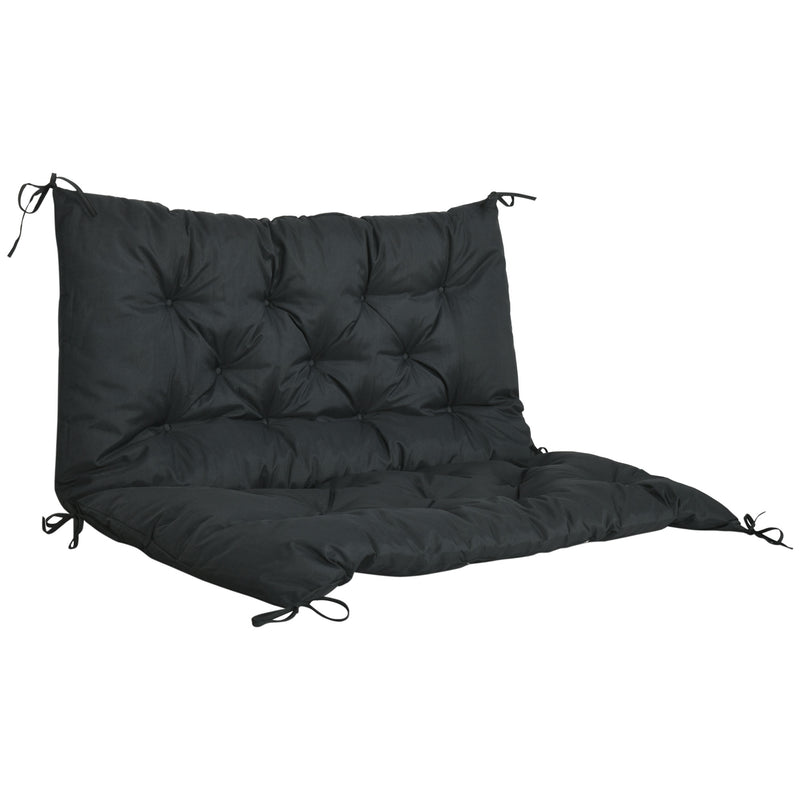 Outsunny 2 Seater Garden Bench Cushion Outdoor Seat Pad with Ties Black