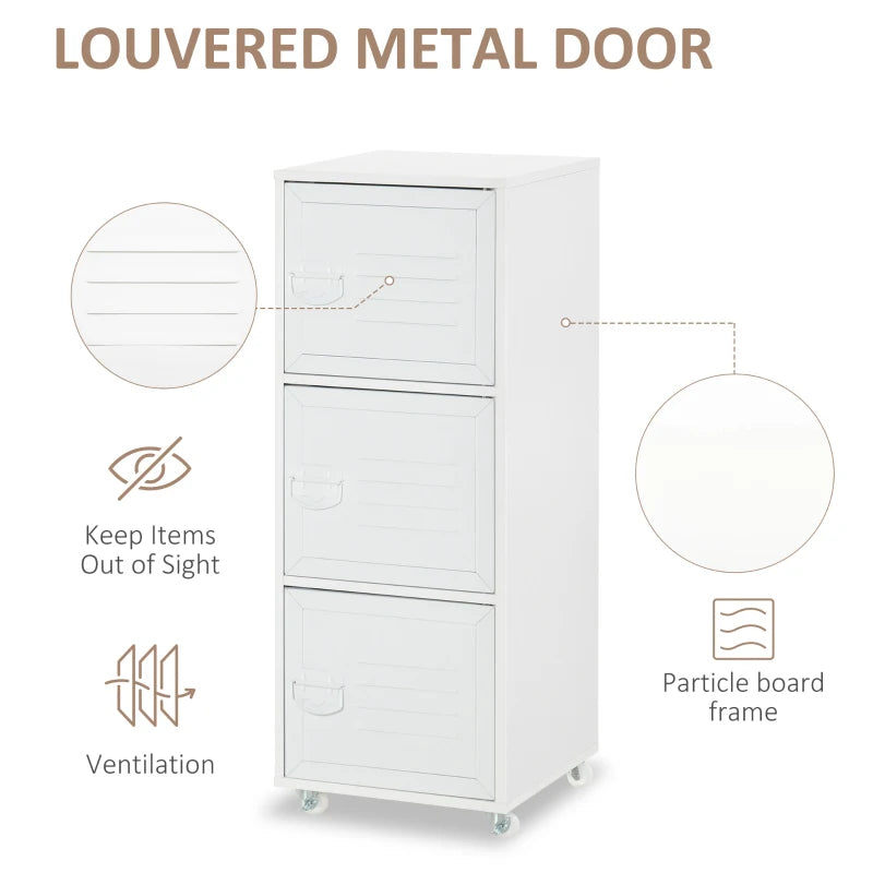HOMCOM Filing Cabinet with Metal Door 103x38x38cm White