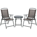 Outsunny Patio Bistro Set Folding Chairs & Coffee Table For Balcony, Brown