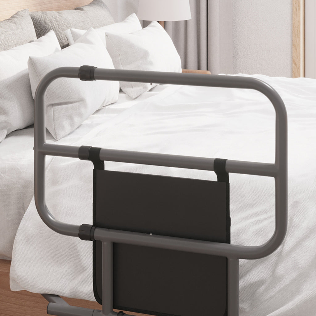HOMCOM Folding Bed Rail for Elderly Safety Bed Assist Bar w/ Pocket fo