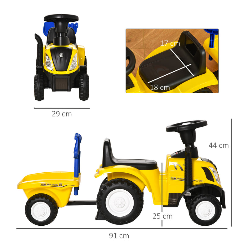 HOMCOM Baby Ride On Car and Trailer - Yellow