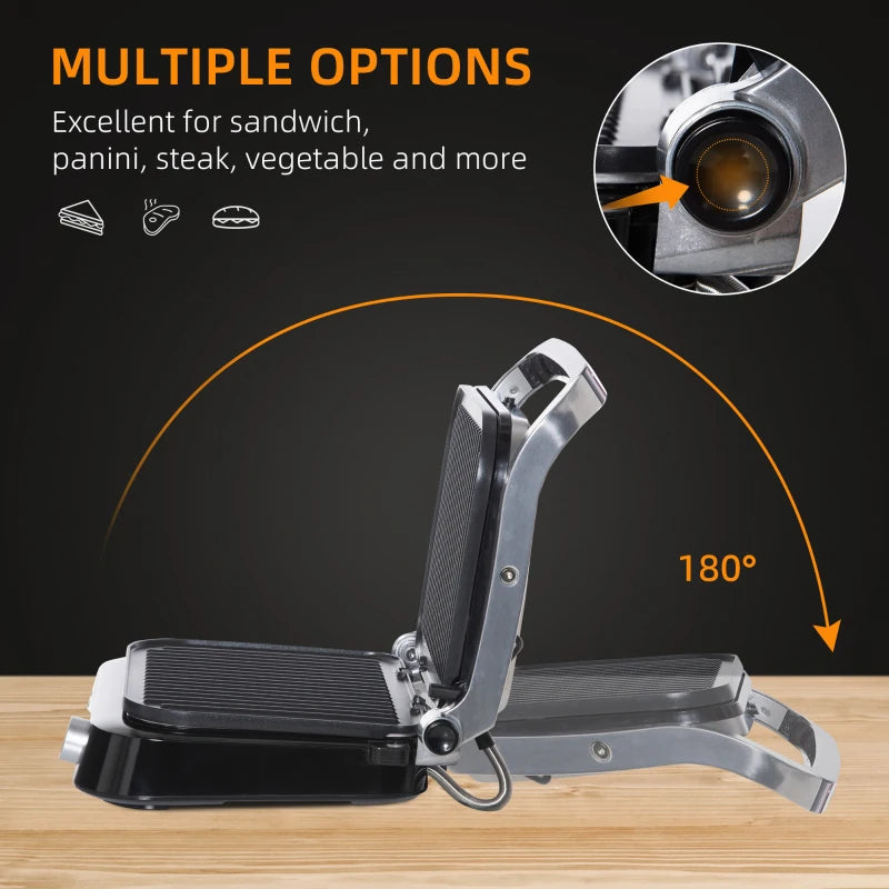 HOMCOM Health Grill and Press with 8 Settings and Drip Tray - Black