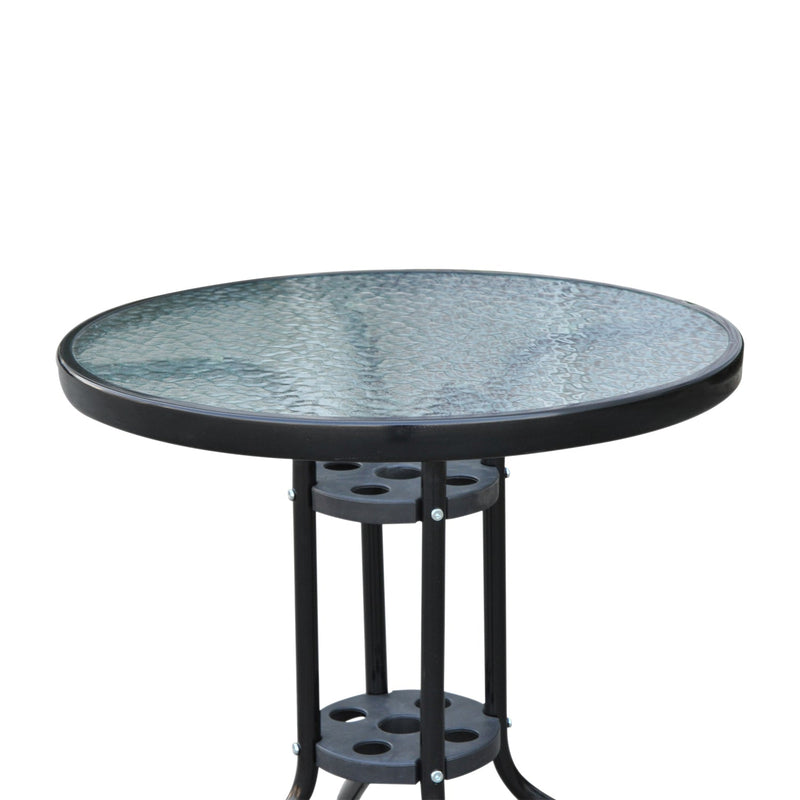 Outsunny Glass Top Patio Table - Black