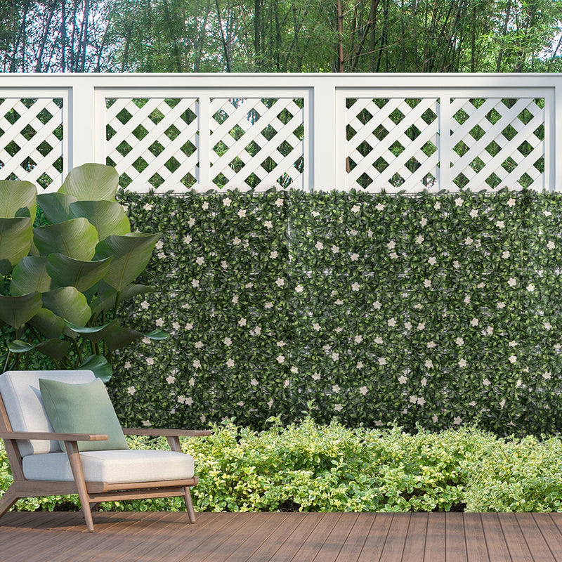 Outsunny Faux Green Floral Wall Trellis - 12 Pieces