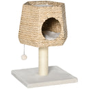 PawHut Cat Tree Activity Center with Cattail Fluff Bed Condo Sisal Post Ball