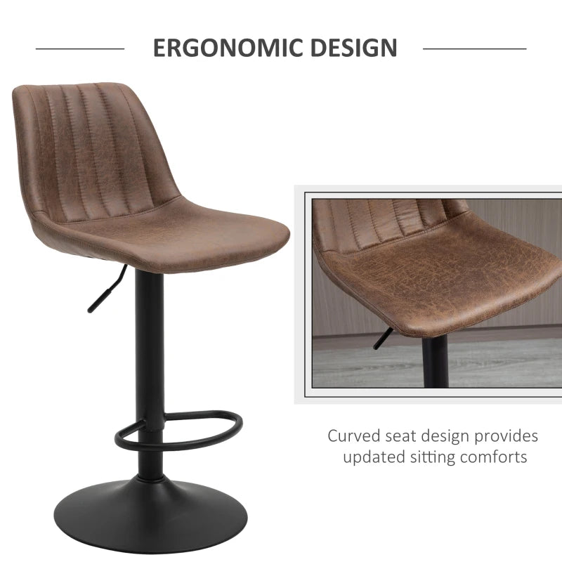 Brown Bar Stools Set of 2 with Footrest Brown Adjustable Height Swivel