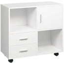 Vinsetto Printer Stand Mobile Office Storage Cabinet W/ Shelves Drawers, White