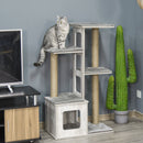 PawHut Cats 5-Tier Jute Rope Scratching Tree Grey