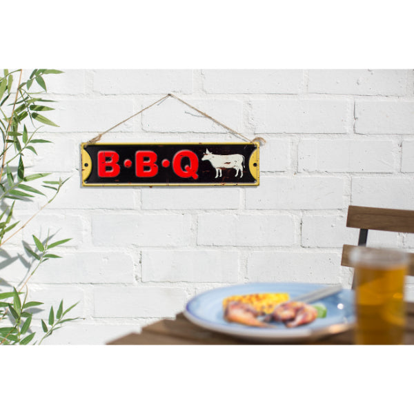 La Hacienda Wall Art - Bbq Embossed Metal Sign 40x10