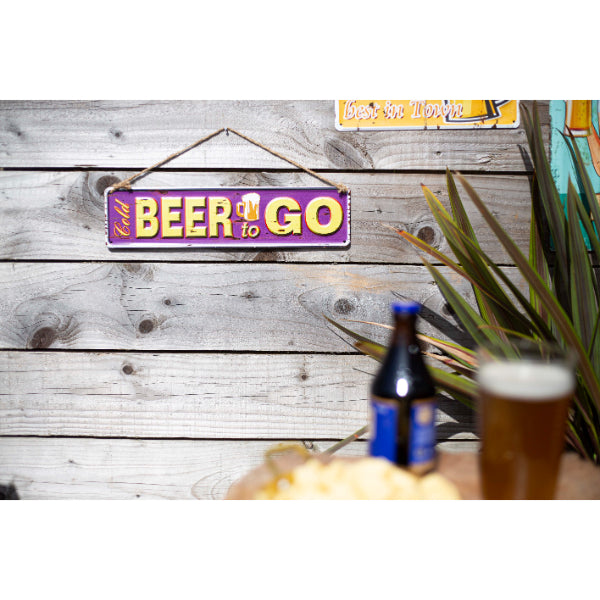 La Hacienda Wall Art - Beer To Go Embossed Metal Sign 40x10