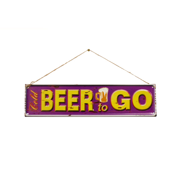 La Hacienda Wall Art - Beer To Go Embossed Metal Sign 40x10