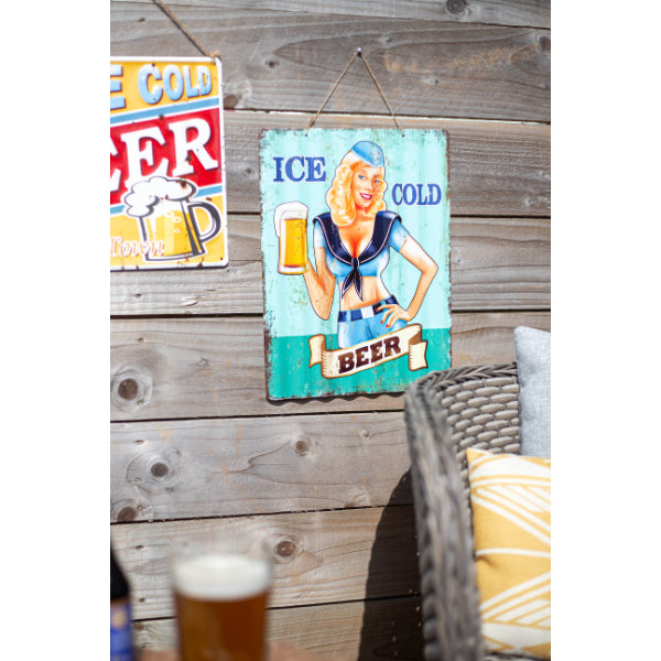 La Hacienda Wall Art Corrugated Ice Cold Beer Metal Sign
