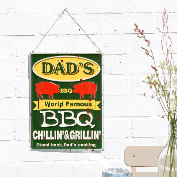 La Hacienda Wall Art - Dad's Bbq Embossed Metal Sign 30x40