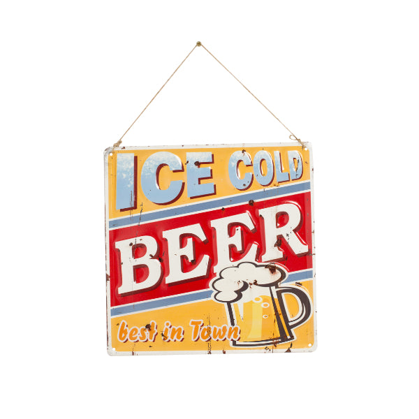 La Hacienda Wall Art - Ice Cold Beer Embossed Metal Sign 30x30