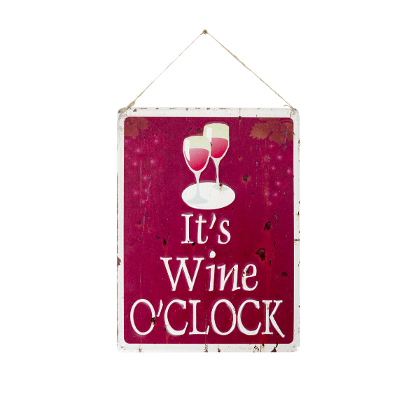 La Hacienda Wall Art - It's Wine O'clock Embossed Metal Sign