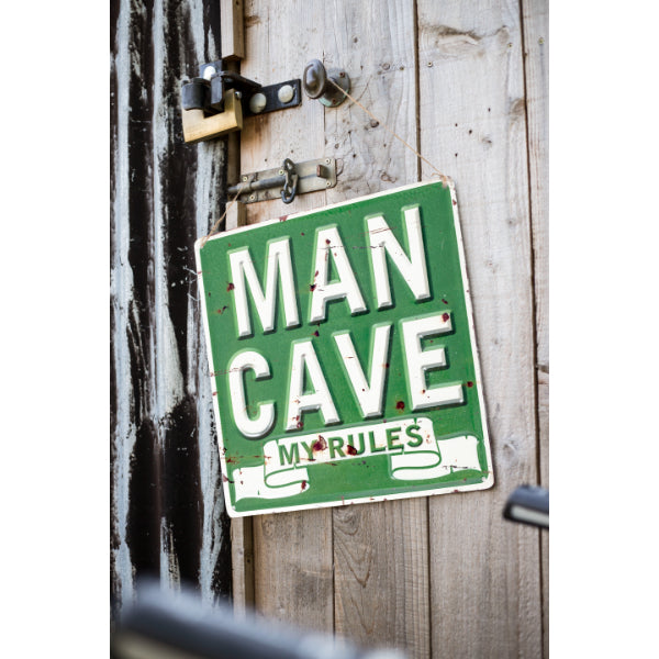 La Hacienda Wall Art - Man Cave My Rules Embossed Metal Sign