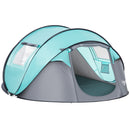 Outsunny 4 Person Camping Tent Pop-up Design w/ Mesh Vents for Hiking Dark Blue