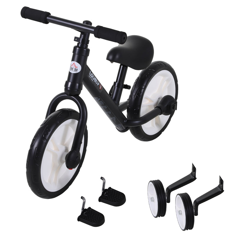 Toddler Balance Bike with Stabalisers - Black