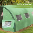 Outsunny Tunnel Greenhouse, Upgraded Structure, Hinged Doors, 6 x 3(m), Green