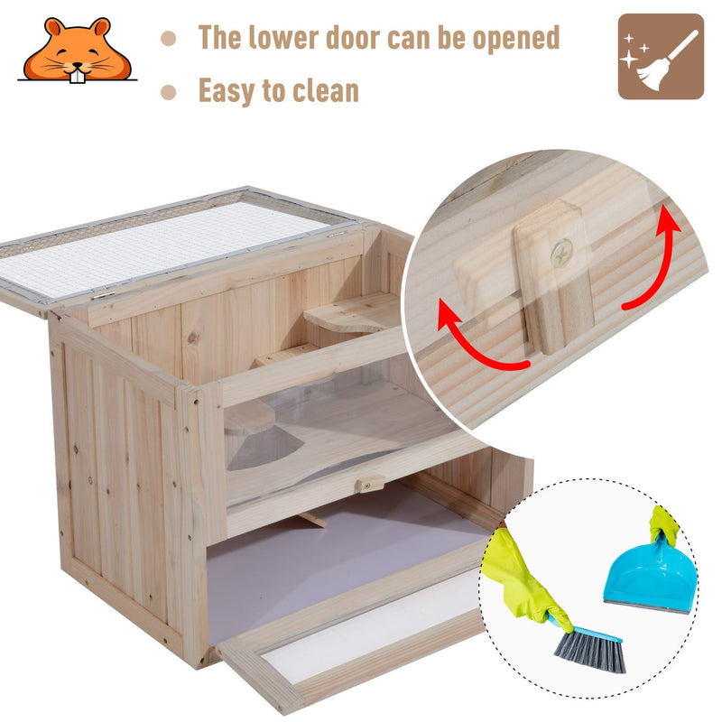 PawHut Fir Wood Hamster Cage Hamster Hutch