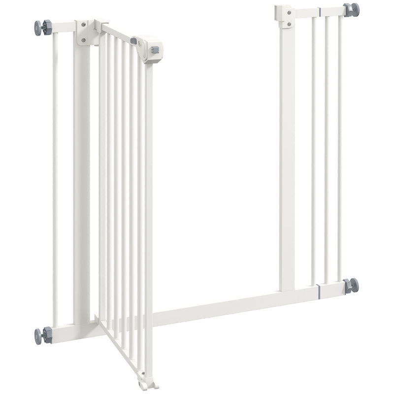PawHut Adjustable Safety Gate w/ 1 Extensions and Four Adjustable Screws, White