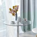 HOMCOM Round Dining Table Bistro Pub Counter w/ Tempered Glass Top for Kitchen