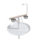 PawHut Bird Table With Four Wheels, Perches, Stainless Steel Bowls, Round Tray