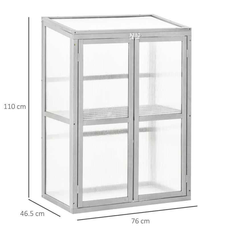 Outsunny Wooden Cold Frame Greenhouse Polycarbonate Garden Grow House for Flower Vegetable Plants