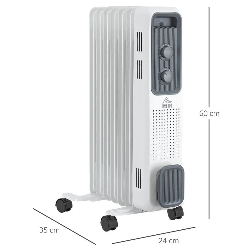 Home Savers Oil Filled Radiator Seven Fin Portable Heater w/ Three Heat Settings, White